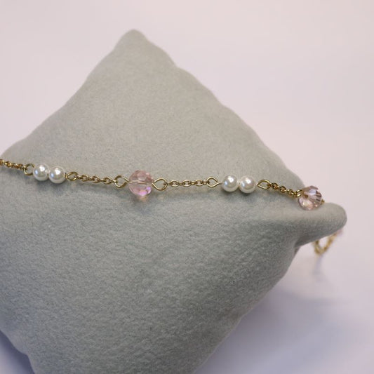 Golden Shell Pearl & Crystal Bracelet