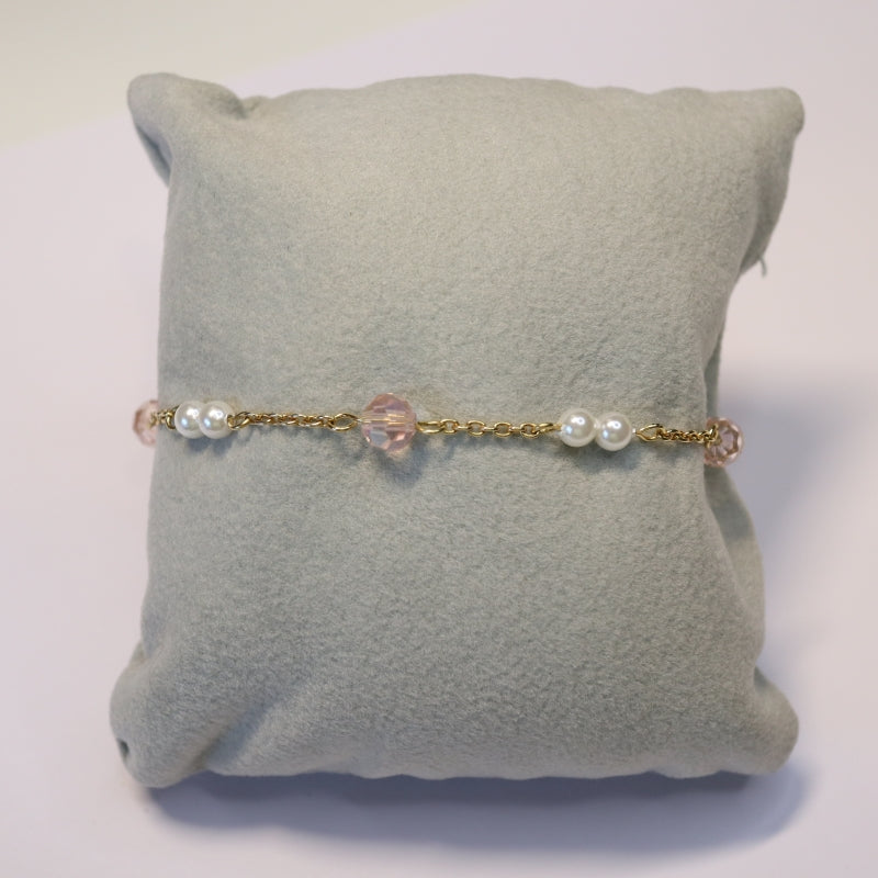 Golden Shell Pearl & Crystal Bracelet