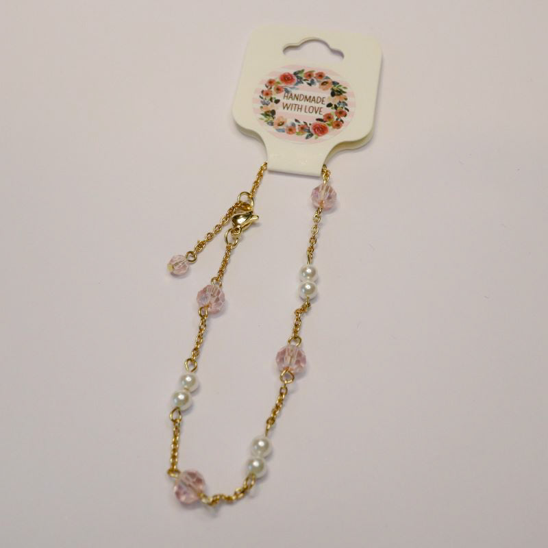Golden Shell Pearl & Crystal Bracelet