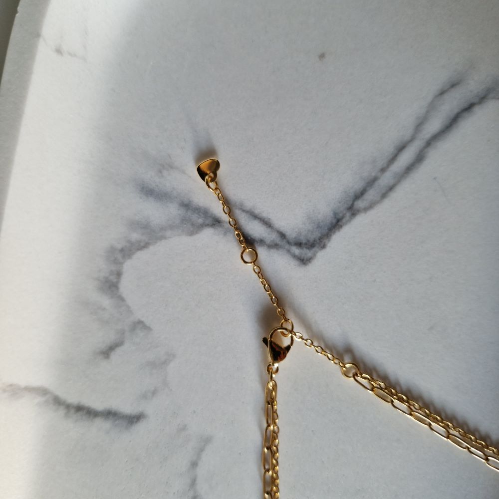 Layered Chain Gold Necklace with Freshwater Pearl