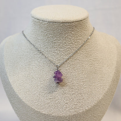 Necklace with stacked gemstone pendant