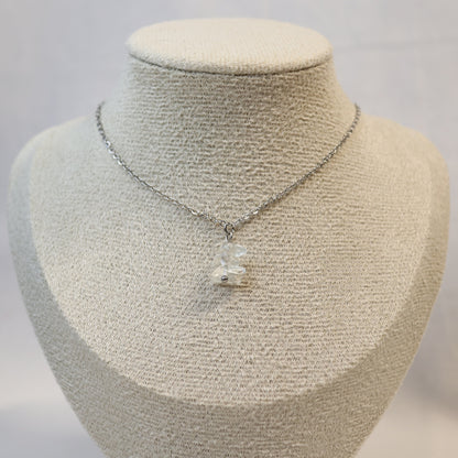 Necklace with stacked gemstone pendant