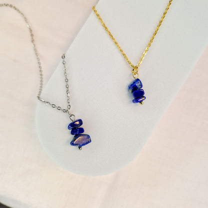 Necklace with stacked gemstone pendant