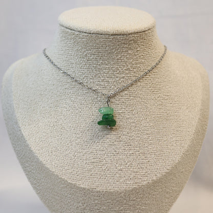 Necklace with stacked gemstone pendant