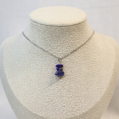 Necklace with stacked gemstone pendant