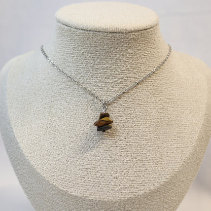 Necklace with stacked gemstone pendant