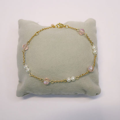 Golden Shell Pearl & Crystal Bracelet