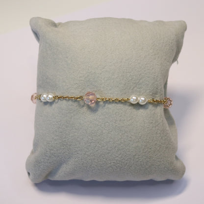 Golden Shell Pearl & Crystal Bracelet