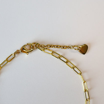 18K Gold & Pearl Paperclip Chain Bracelet