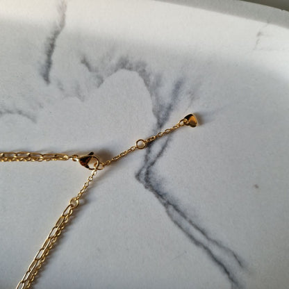 Layered Chain Gold Necklace with Freshwater Pearl