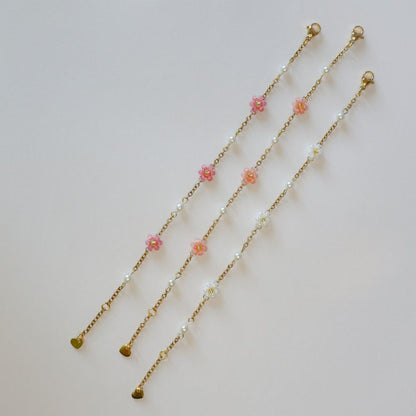 18k gold plated daisy and peal handmade bracelet 