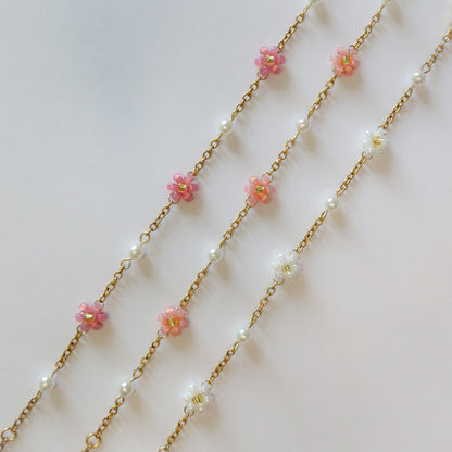 18k gold plated daisy and peal handmade bracelet 