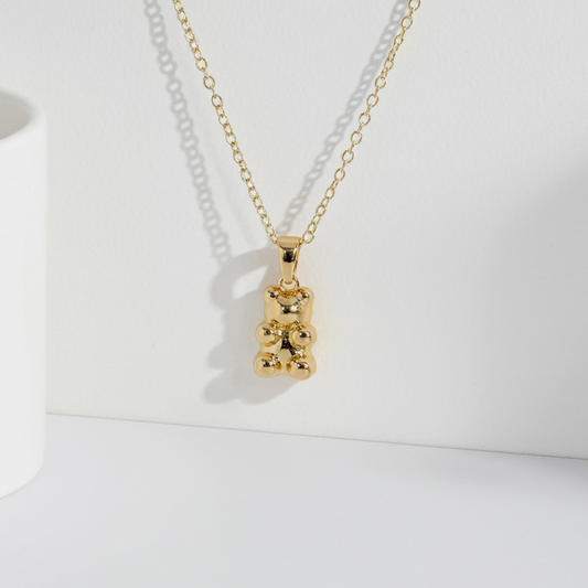 Gold Bear Necklace Pendant